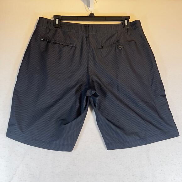 Hang Ten Hybrid Shorts Men W36 Quick Dry Mesh Pockets Black Grey Stripe STRETCH - Picture 13 of 16